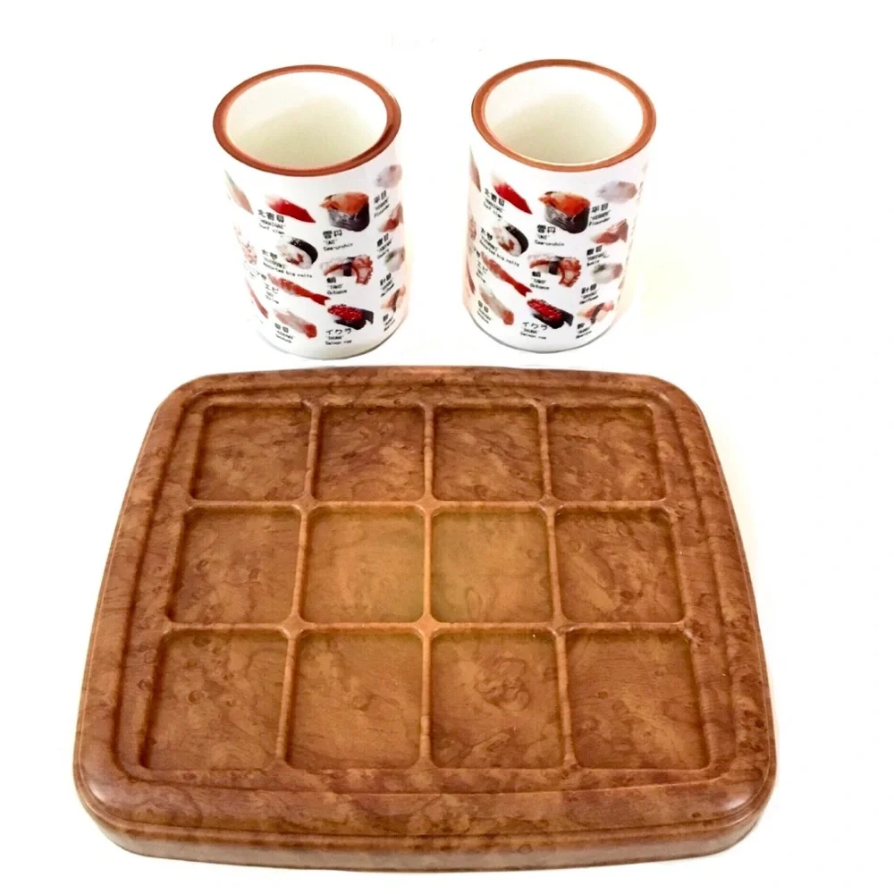 Sushi Menu Graphic Ceramic Mugs with Serving Board